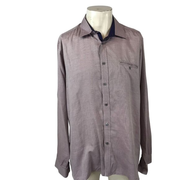 TED BAKER - MEN'S 7 - LAVENDER LONG SLEEVE BUTTON UP COLLARED DRESS SHIRT - Picture 1 of 6